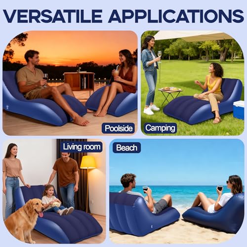 RovPool Inflatable Chair for Adults,Inflatables Chairs with Flocked Surface, Inflatable Lounge Chair with Backrest, Comfor...