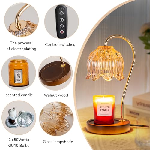 liibodi Candle Warmer Lamp,Electric Warmer,Dimmable,Candle Holders for Home Decor,with Timing Function,with 2 Bulbs,with S...