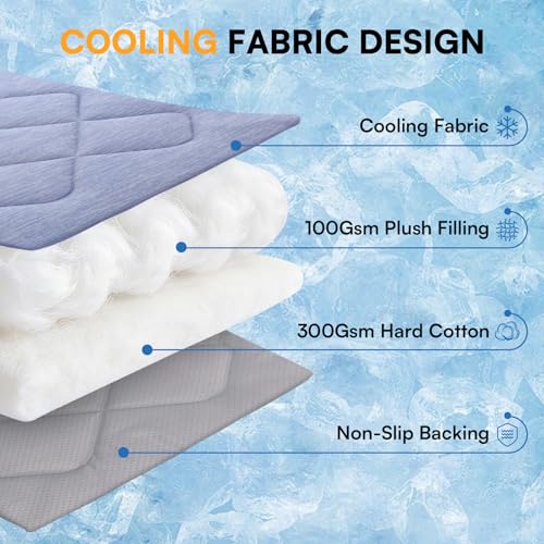 Queenmore Large Dog Cooling Mat for Dog, Portable Flat Pet Bed for Dogs and Cats, Non-Slip Summer Pet Sleeping Mat, Machin...