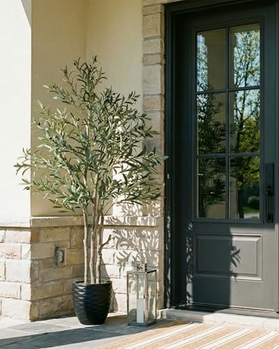 KOL 6ft Artificial Olive Tree Indoor, Tall Faux Olive Trees, Fake Olive Tree Floor Plant for Home Office Living Room Decor...