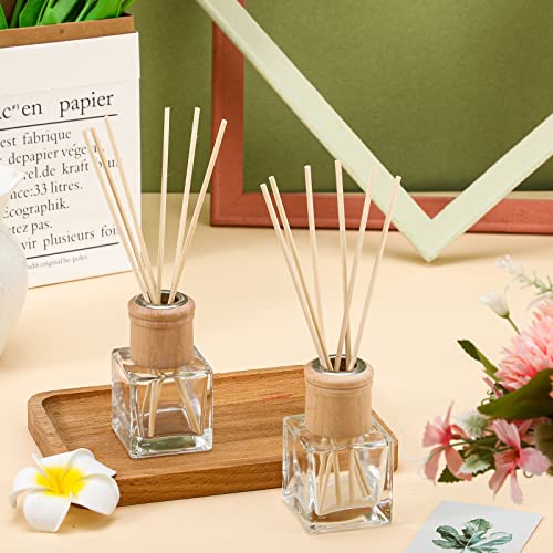 Roshtia 4 Set Reed Diffuser Bottle Empty Refillable Fragrance Glass Diffuser Bottles with Wooden Caps Rattan Sticks 50ml ...
