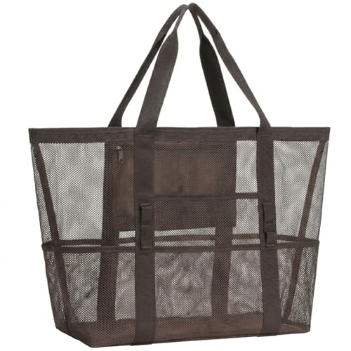 F-color Mesh Beach Bag - Large Beach Tote for Cruise Travel, Toys Pool Bags for Family Vacation Essentials
