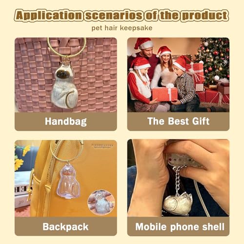 BY669QFC 6pcs Cat Fur Storage Bottle of Keychain,Transparent Pendant for Cat & Dog Hair Collection,Capsule Toys Pet Hair C...