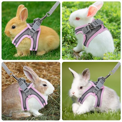 Bunny Harness and Leash Adjustable Bunny Harness and Leash Set, Breathable Pet Vest, Small Dog Harnesses, Small Kitten Pup...