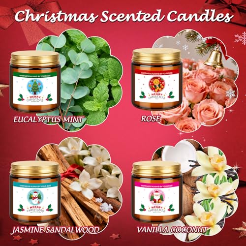 Christmas Candle Set,Scented Candles for Holiday,4 Pack Natural Soy Candles for Home Scented,Christmas Gifts for Women and...