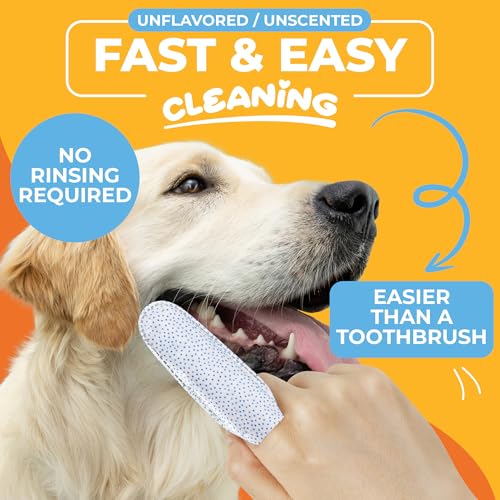 Paw Science Dog & Cat Teeth Cleaning Wipes - Dental Finger Wipes for Cats & Dogs - Pet Toothbrush & Tooth Brushing Kit - E...