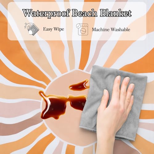 Beach Blanket Waterproof Sandproof, Extra-Large Picnic Blankets with Stakes & Travel Bag, Lightweight, Quick-Dry, Compact ...