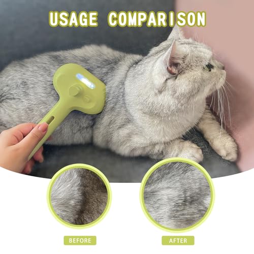 Cat/Dog Grooming Brush with Steamer - Deshedding Brush for Pet Hair, Bath Brush with Water Spray and Hair Comb (Yellow)