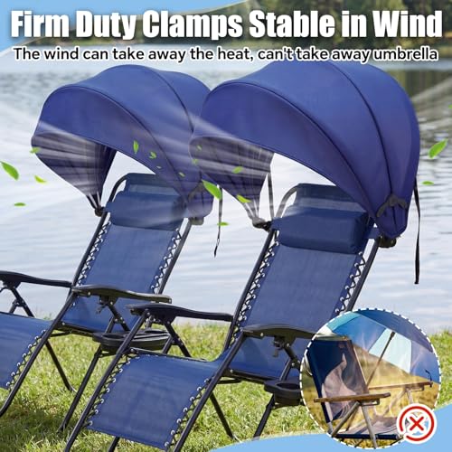 DaisyInner 2 Pcs Beach Chair Umbrella Canopy Extra Large Foldable Chair Sun Shade with Adjustable Clamp for Beach Camping ...