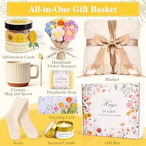 Mothers Day Gifts for Mom Grandma - Get Well Soon Gifts Baskets for Women, Sunflower Birthday Gifts Women Mom Wife Friend...