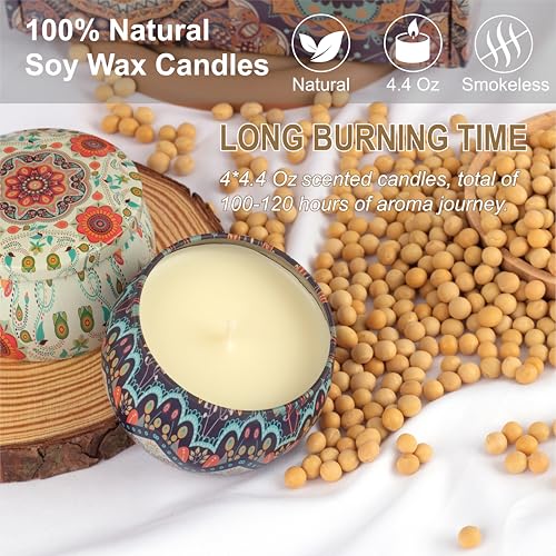 Auralome Scented Candles Gift Set - Women Candle Natural Soy Wax Aromatherapy Candle Stress Relief Small Gifts 120H Burnin...