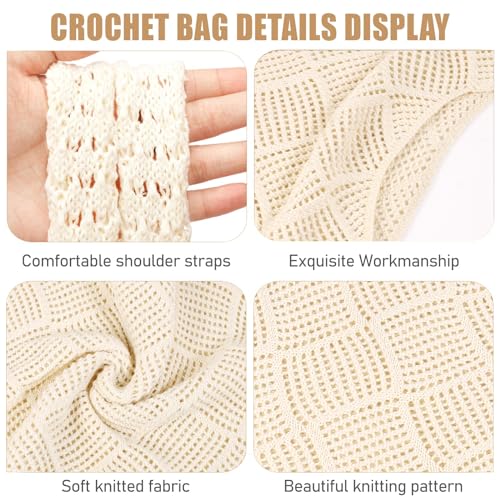 COOKOOKY Crochet Beach Tote bag Summer Beach Bag for Women Aesthetic Mesh Tote Bag Hippie Bag Knit Bag