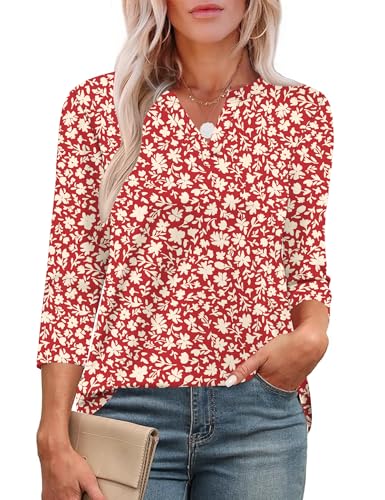 LOMON Womens 3/4 Length Sleeve Tops V Neck Business Casual Blouses Summer Tees Shirts 2026