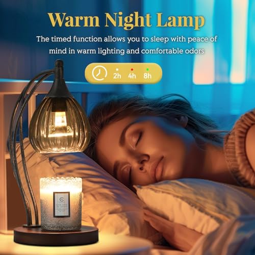 Candle Warmer Lamp with Timer Dimmer - Electric Light Wax Warmer for Jar Candles - Lamp with 2 Bulbs, Unique Birthday Gift...