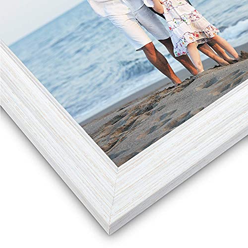 LaVie Home 8x10 Picture Frames (1 Pack, Distressed White) Rustic Photo Frame Set with Tempered Glass for Wall Mount & Tabl...