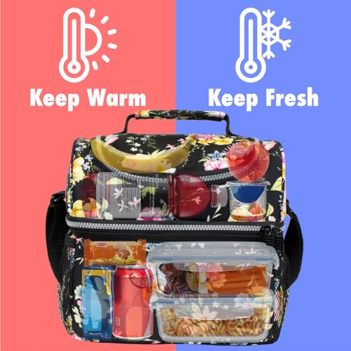 OPUX Lunch Box For Women, Insulated Large Lunch Bag Adult Work, Double Decker Lunchbox Meal Prep, Dual Compartment Leakpro...