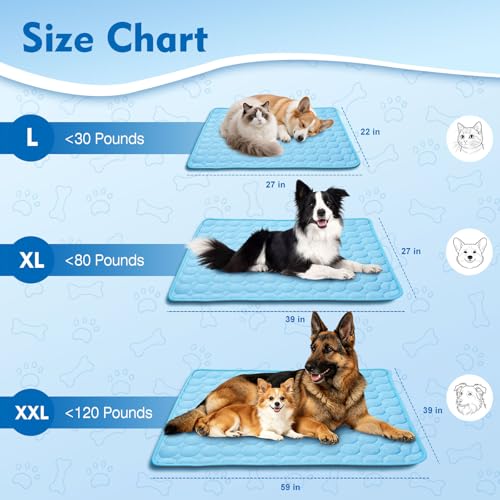 SOMOYA Dog Cooling Mat (Q-Max>0.4) Pet Cooling Pads Blanket Sleeping Kennel Mat,Ice Silk Cool Mat Pad Breathable Dog Bed M...