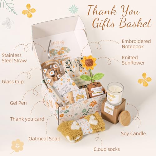 EXTALOW Thank You Gifts for Women,10PCS Teacher Appreciation Gifts,Birthday Gift Basket,Employee Appreciation Gift for Cow...