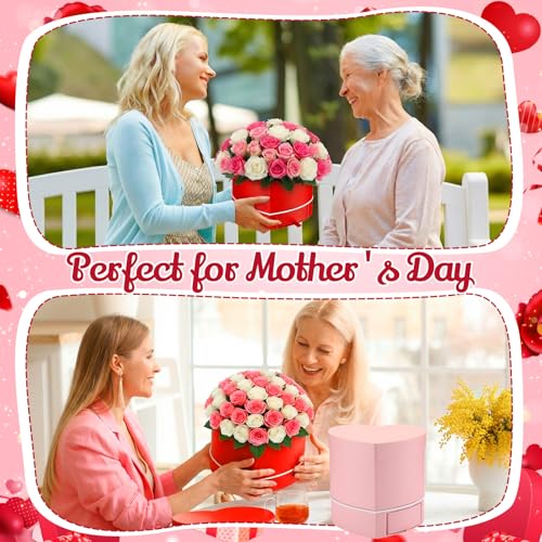 Fullhawl 4 Pack Heart Shaped Flower Box with Drawer,6.1" Mother's Day Gift Box for Roses, Jewelry, Proposals,Weddings, Rom...