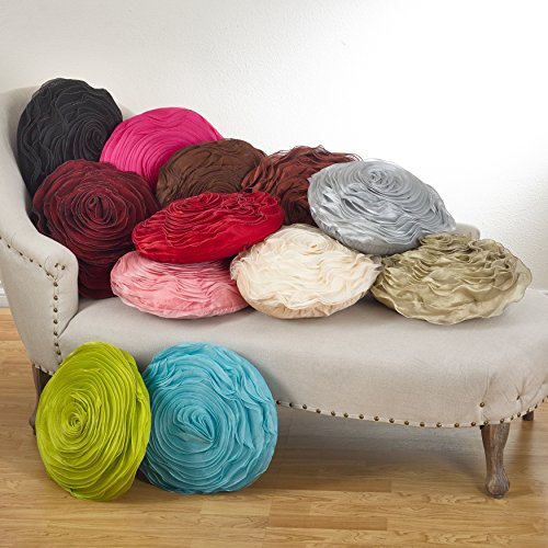 SARO LIFESTYLE Rose Design Throw Pillow, Champagne, 16"