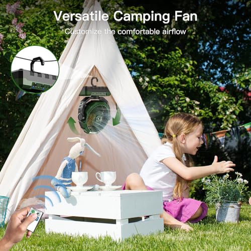 FRIZCOL 3-in-1 Camping Fan - Portable Fans Rechargeable - 24000mAh Battery Powered Fan with Light & Remote for Indoor, Out...