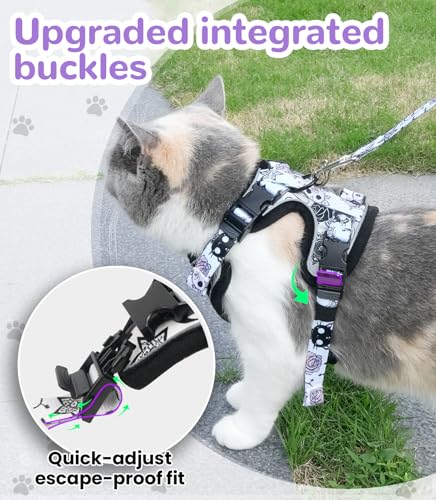 Halypet Cat Harness and Leash Set for Walking, Escape Proof Adjustable Vest Harness with 3-in-1 Integrated Buckles, Easy C...