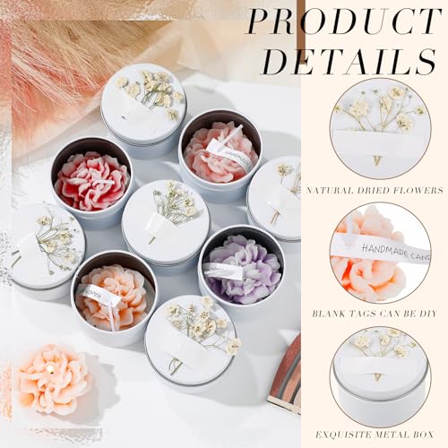 Threlaco 12 Pcs Bridesmaid Gift Scented Candles Wedding Bridesmaid Proposal Candle Soy Wax Flower Candles Sets for Women M...