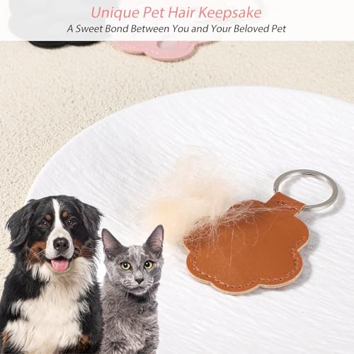 Hpmjz 3 Pcs Dog Hair Collector Keychains Paw Print Keychain Pet Memorial Gifts Cute Leather Hair Keepsake Keyring Pet Fur ...