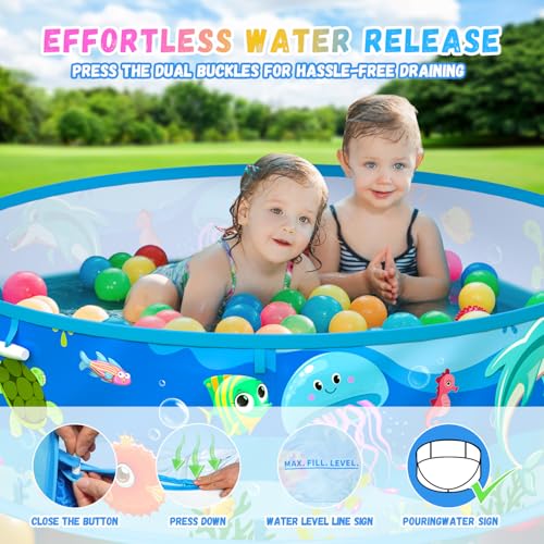 Baby Beach Tent, Pop-Up Above Ground Pool, Foldable Kiddie Pool with Sun Shelter Canopy for Ages 9-48 Months, Toddler Wadi...