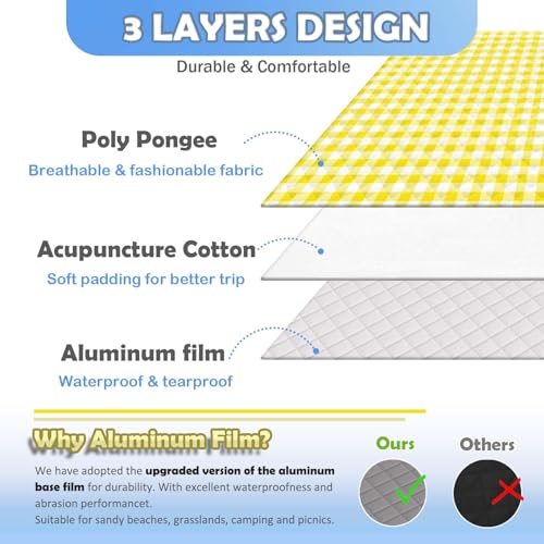 Wapodeai Outdoor Picnic Blankets, 60''x 80'' Waterproof and Foldable - Durable, Spacious, and Portable Camping Blanket for...