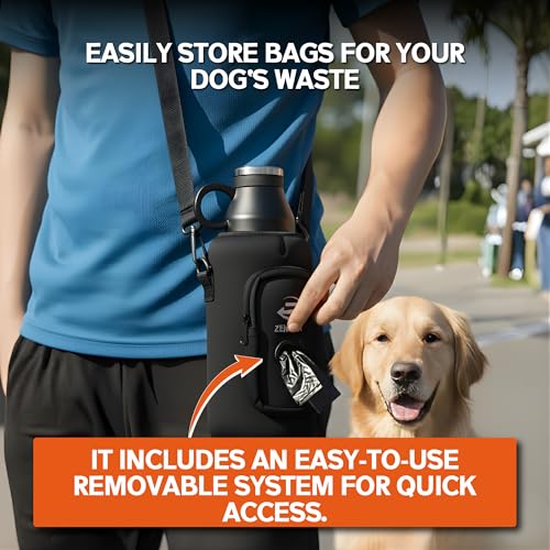 ZENZDA 3-in-1 Dog Water Bottle – Insulated Stainless Steel Travel Bottle with Food Bowl, Leakproof, Carrying Bag & Brush