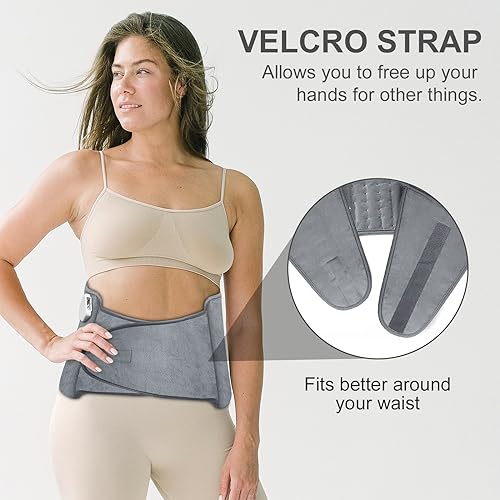 Heat Pad for Back Pain Relief Electric Heating Pads with 6 Temperatures Soft Detachable Heat Pad for Man Women (Gray)