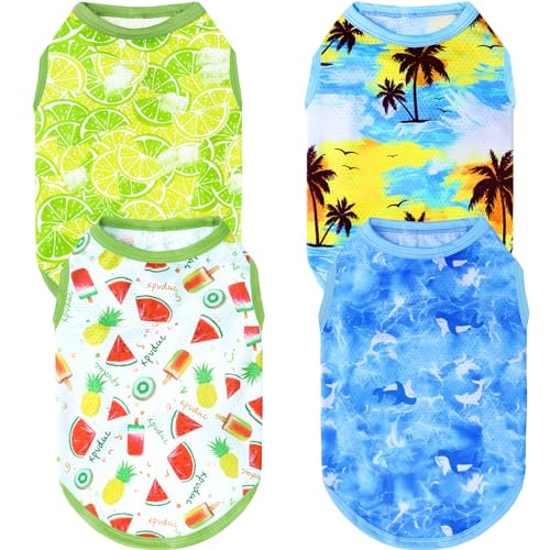 XPUDAC 4 Pack Dog Shirts Cooling Quick Dry Summer Dog Clothes for Small Dogs Boy Girl Lightweight Breathable pet Cooling V...