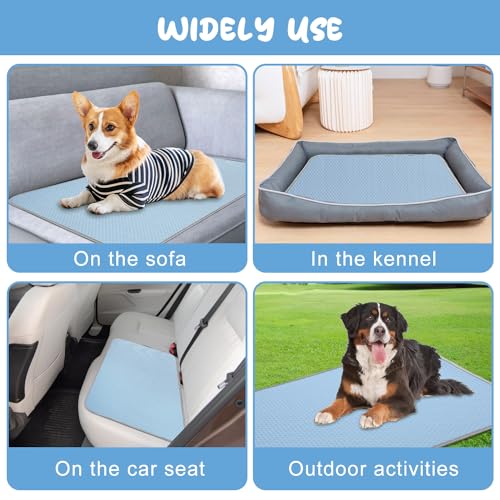 Buvlnee Summer Dog Cooling Mat Washable Ice Silk Self Cool Pad for Small Medium Large Dogs and Cats, Pet Sleeping Pad for ...