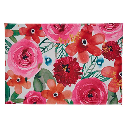 SARO LIFESTYLE Santa Monica Floral Placemat (Set of 4), Multi, 13"x19"