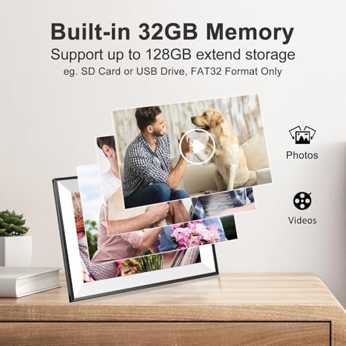 Frameo Digital Picture Frame 10.1 Inch Smart WiFi Digital Photo Frame, IPS Touch Screen, 32GB, Electronic Slideshow, Load ...
