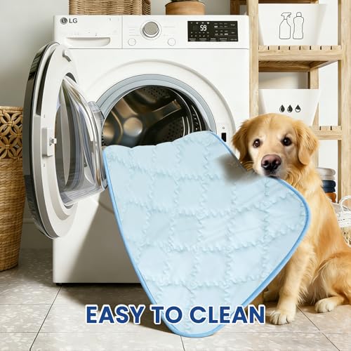 SUPRIY Dog & Cat Cooling Mat with Bandana - Pet Cooling Pad & Pet Scarf Set for Summer(QMAX>0.4) for Pet in Summer, Washab...