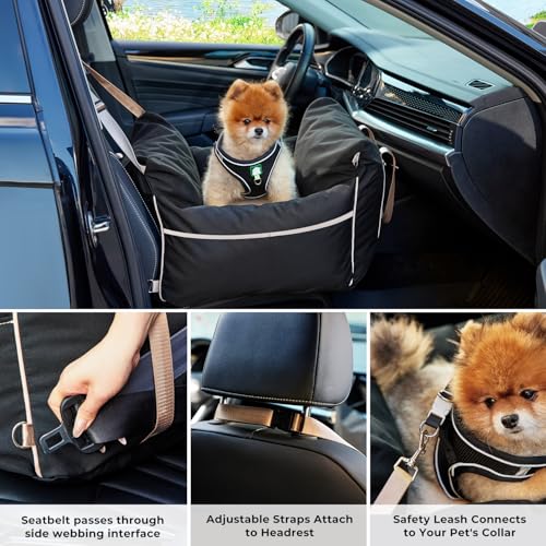 ZOMISIA Dog Car Seat for Small Dogs - Waterproof Pet Booster Seat for Car with Clip-On Safety Leash, Travel Carrier for Me...
