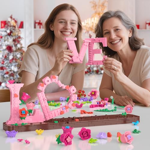 Booyuer Flower Building Set for Love, 791PCS DIY Romantic Floral Brick Kit, Graduation Gift, School Desk Decor, Room Decor...