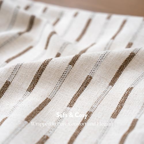 FIOUOVO Decorative Neutral Throw Pillow Covers 20x20 Farmhouse Pillow Covers Cotton Stripe Cushion Covers Home Decor for S...