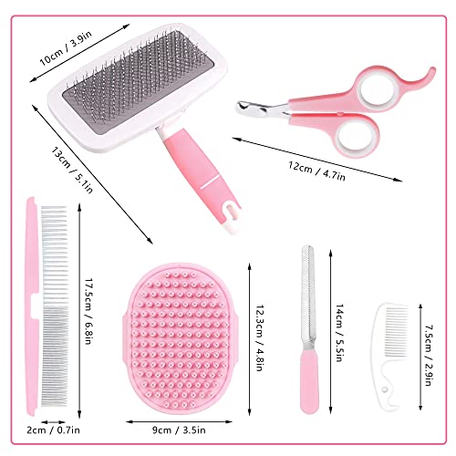 Crafterlife Small Animal Pet Grooming Kit with Pet Shedding Slicker Brush, Bath Massage Glove, Pet Grooming Comb, Nail Cli...