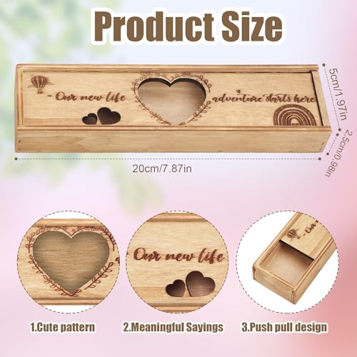Pregnancy Test Keepsake Box, Heart-Shaped Hollow Pregnancy Announcement Box Wooden Baby Reveal with Letter Souvenir Collec...