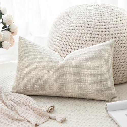 OTOSTAR Linen Throw Pillow Cover Set of 1 Decorative Lumbar Pillowcases Cushion Covers 16x24 Inch for Home Decor Sofa Bedr...