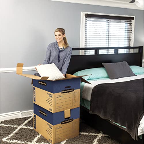 Bankers Box Large Prime Moving Box 6 Pack, Reinforced Handles, Tape-Free Assembly, Attached Lid, 18-in x 18-in x 24-in (00...