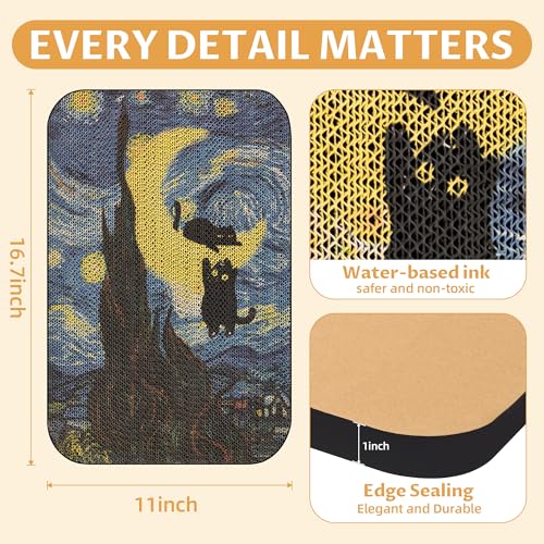 LESISSMER Art Cat Scratcher, Wall-Mountable Cat Scratching Board, Cat Wall Scratcher 16.7x11x1 Inch Cat Scratch Pad and Ca...