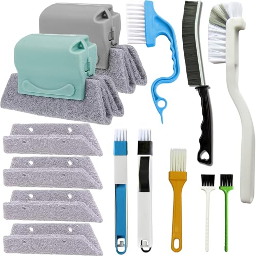 CRAFNEW 14Pcs Window Track Cleaning Tools, Deep Clean Groove Gap cleaning brush Kit for Window/Door Tracks, Sliding Doors,...