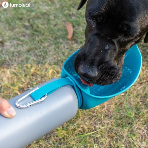 LumoLeaf Insulated Dog Water Bottle 27 oz Stainless Steel - Keep Water Cool or Warm, Portable Pet Water Bowl for Travel, W...