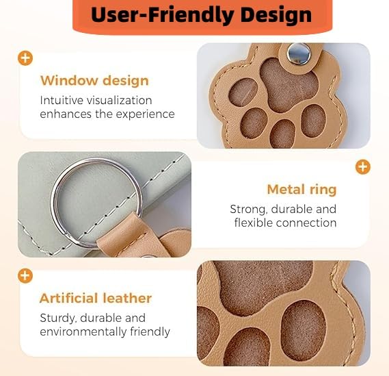 Muoethrian 6PCS Dog Hair Storage Keychain, Pet Paw Shaped Leather Keychain, Unique Memorial Collection Key Chain, Pet Memo...