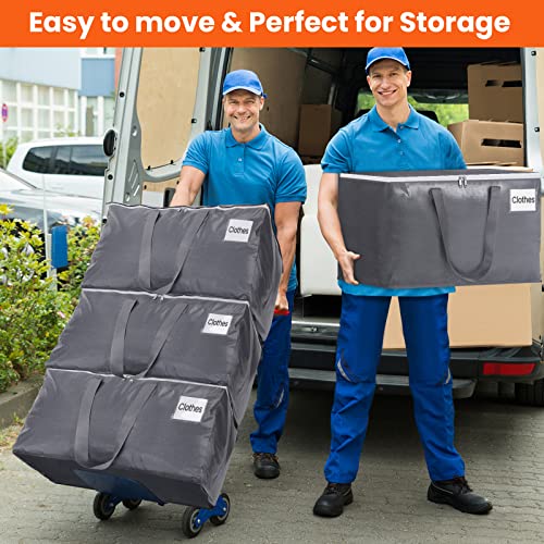 BlissTotes Large Moving Bags, Storage Bags with Zippers, Handles Moving Supplies with lids, Heavy Duty Totes for Storage B...
