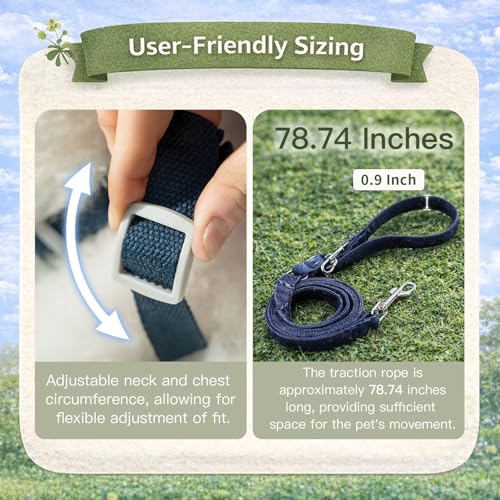 Persevere Hands Free Dog Leash and Harness Set, Adjustable No Pull Puppy Harness, Soft Breathable H-Type Vest for Small Me...
